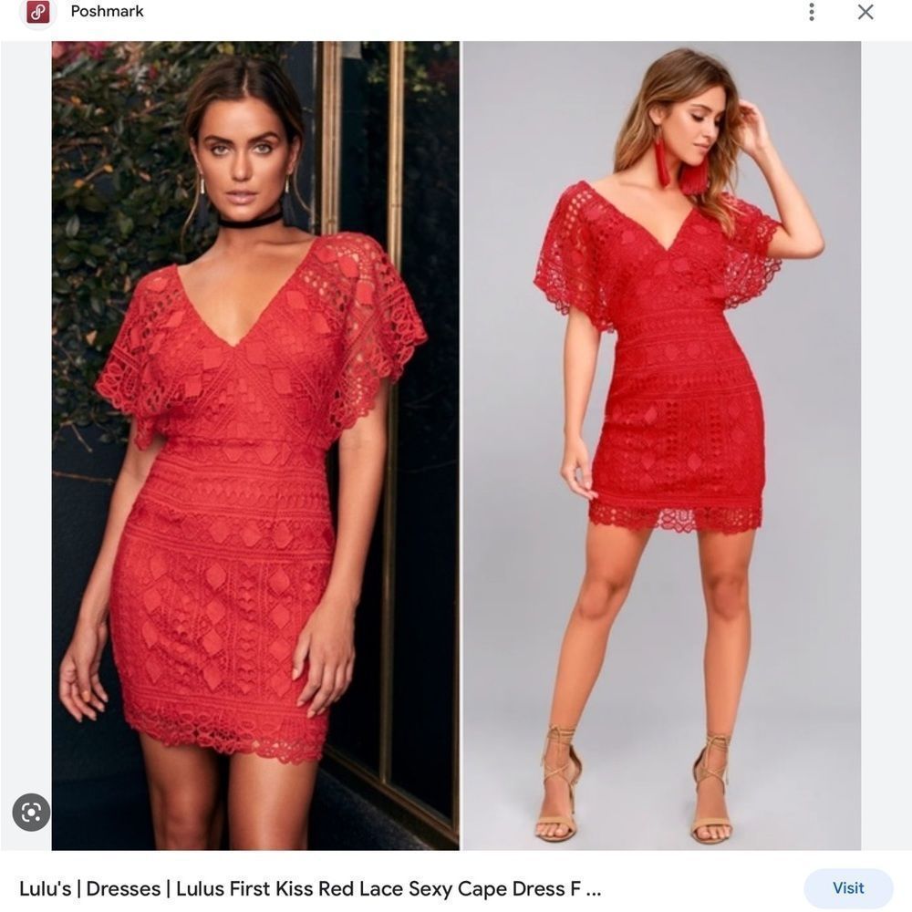 LULUS FIRST KISS DRESS IN RED EYELET